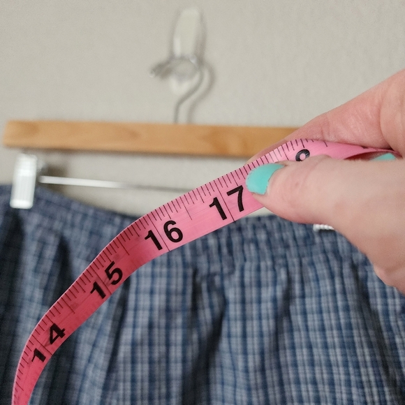 CHEROKEE x VINTAGE pull on boxer style shorts with pockets in blue plaid size L - Picture 3 of 9